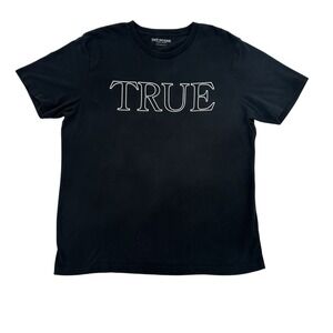 True Religion Mens XL Black TRUE RLGN Graphic T-Shirt Short Sleeve Cotton Tee